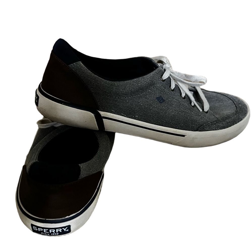 SPERRY~WOMEN’S  GRAY w BROWN LEATHER~SNEAKERS~7